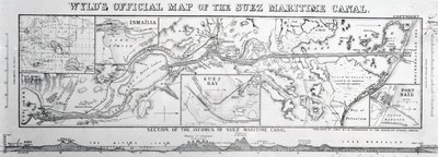 Carte officielle du canal maritime de Suez par Wyld, 1869 - James the Younger Wyld